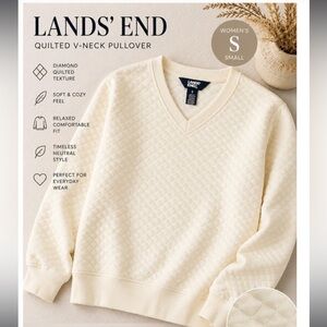 XXL Lands End Cream/White Quilted Pullover